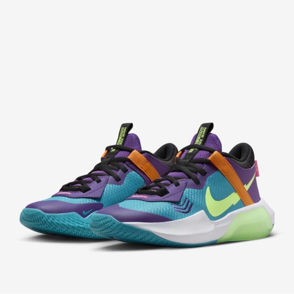 Nike Air Zoom Crossover Game Mode Kids Sneakers in Purple, Teal, and Orange 4Y​